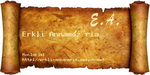 Erkli Annamária névjegykártya